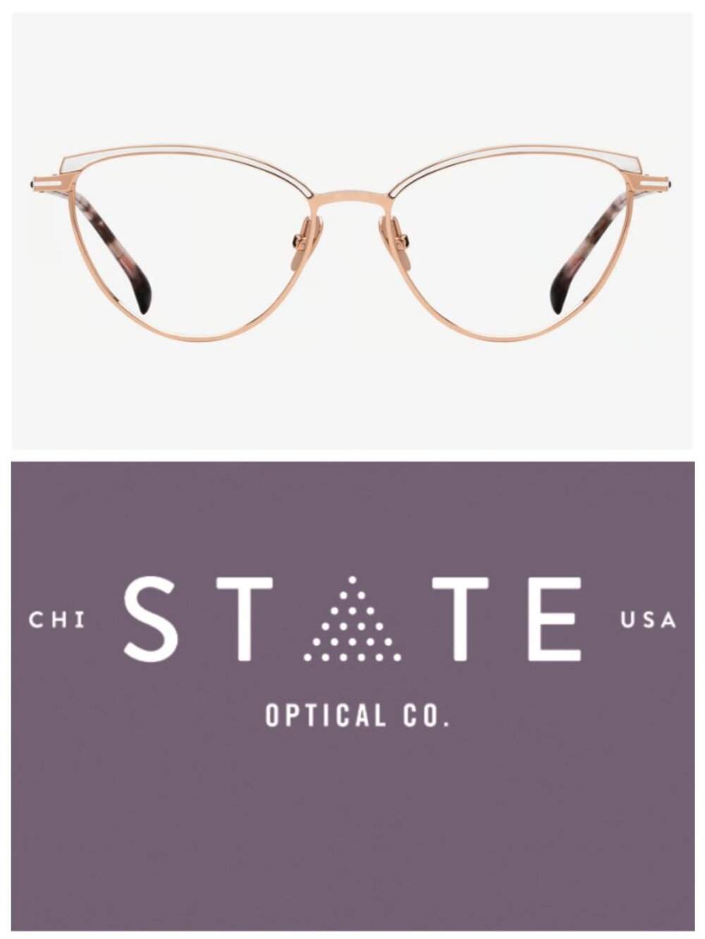 State Optical Eyewear / Eyeglass, Contemporary Cateye